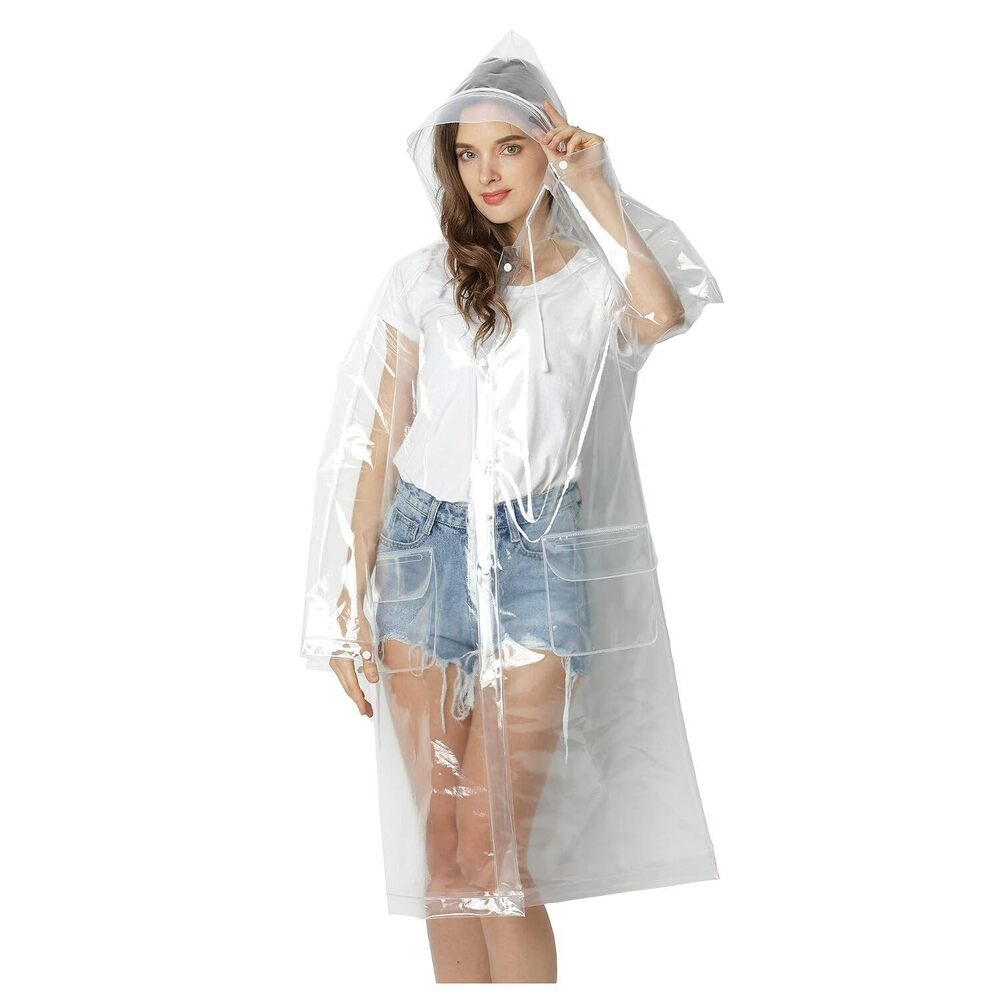 Transparent Long Raincoat Waterproof EVA Rain Jacket for Women Men